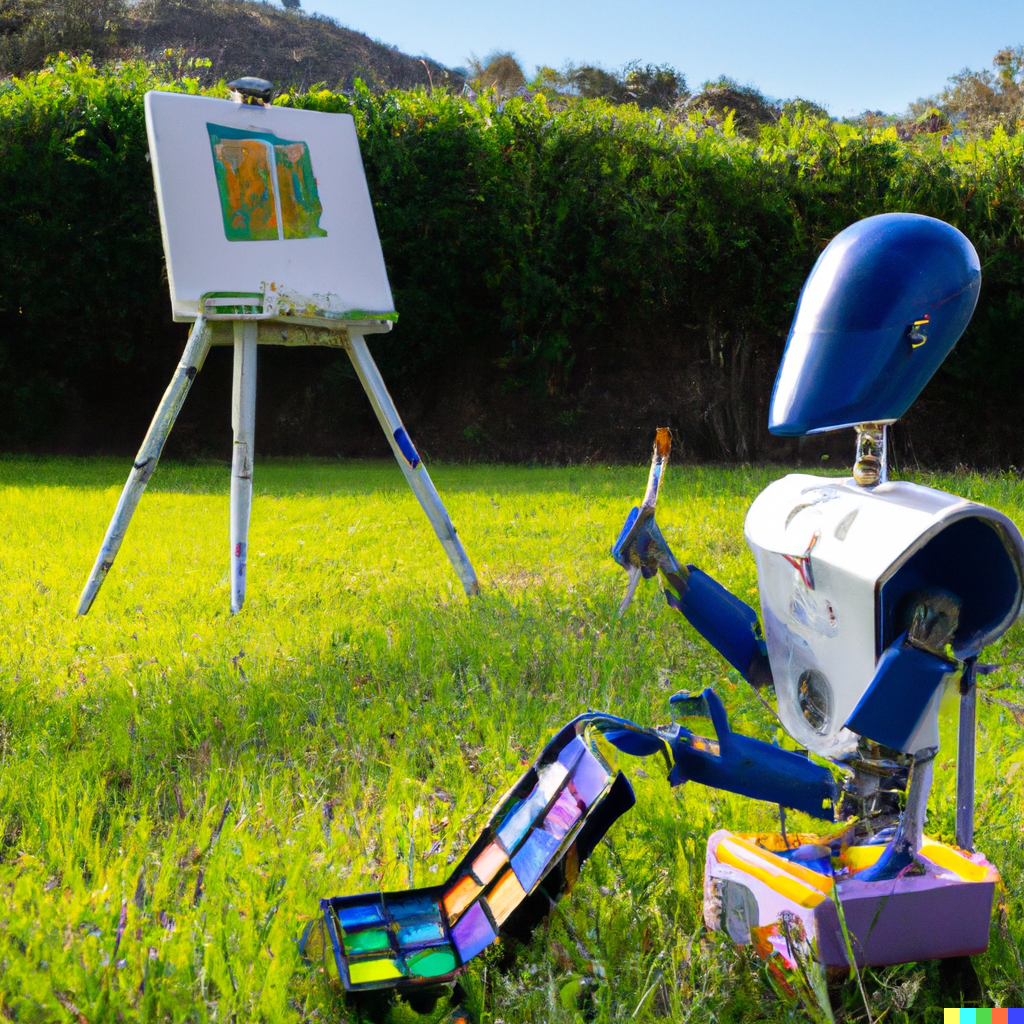 Un robot pintando generado por DALL-E 2